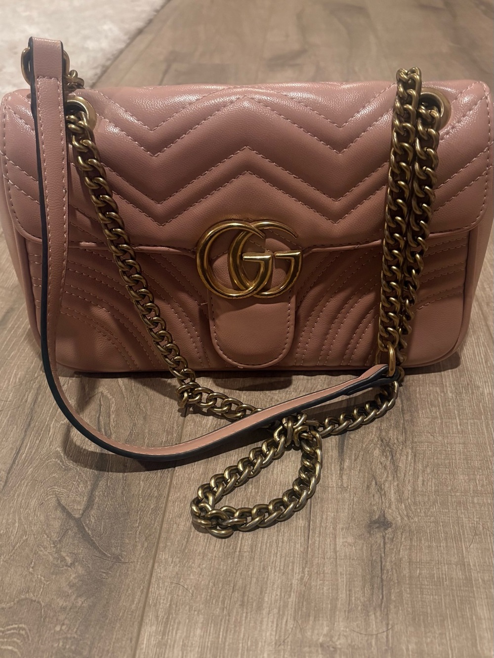 Pink and gold purse